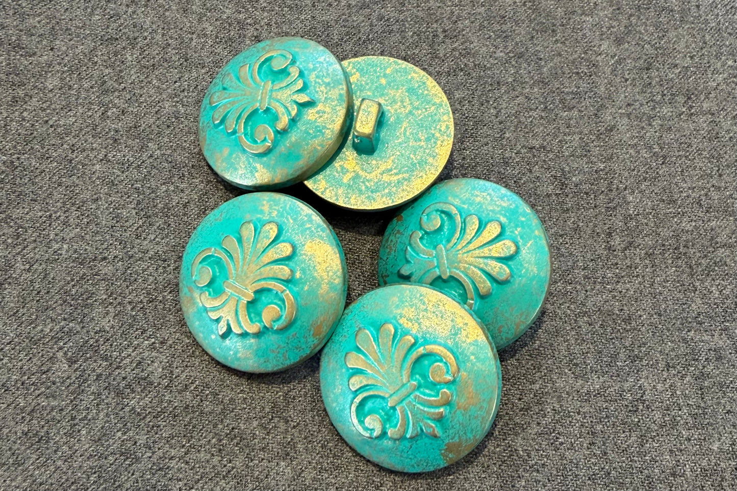 Green and Copper Shank Button