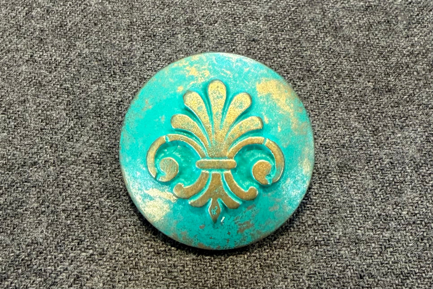 Green and Copper Shank Button