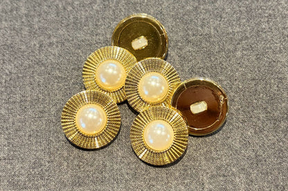 Ornate Gold and Pearl Shank Button (Set of 6)