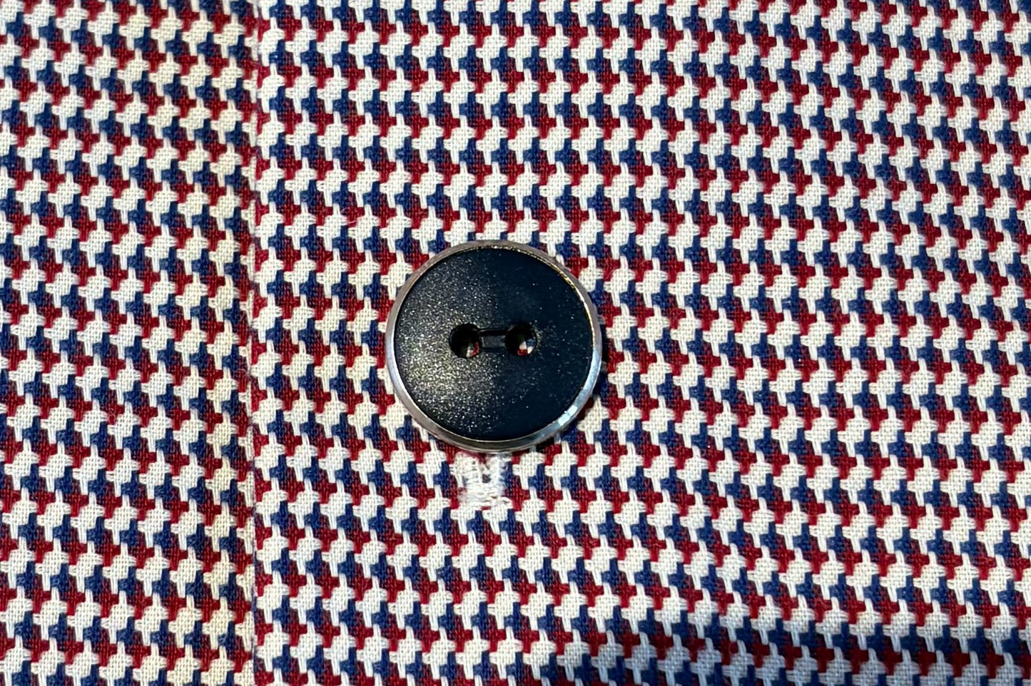 Blue Shirt Button with a Little Pizzazz
