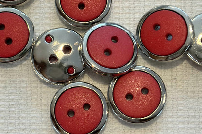 Resin Button with Silver Frame (Five Colours)